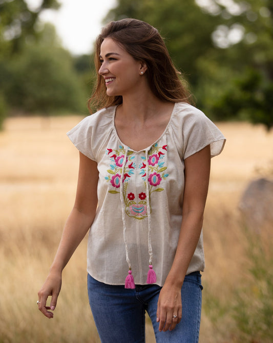 Short Sleeve Embroidery Top